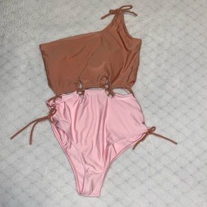 New two colored one piece bathing suit